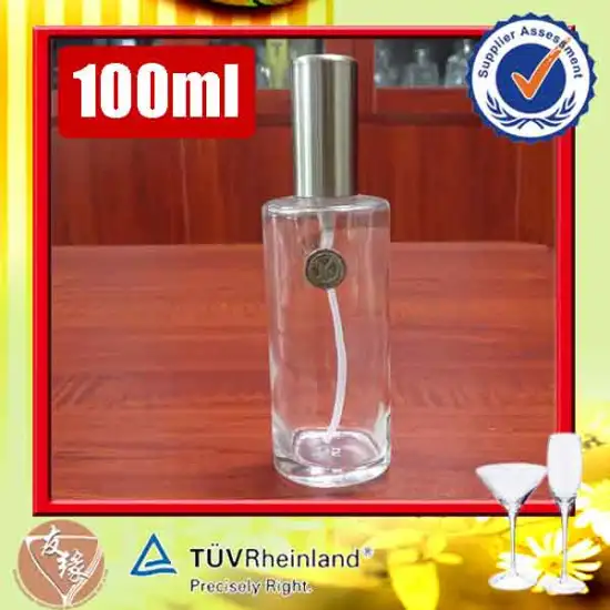 100ml empty botle with cap cylider clear glass perfume bottles for sale