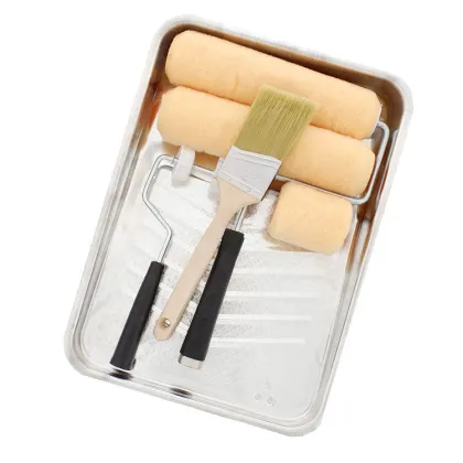 9 Inch Metal Paint Tray 8Pcs Paint Brush Set Tools Paint Roller Tray Set