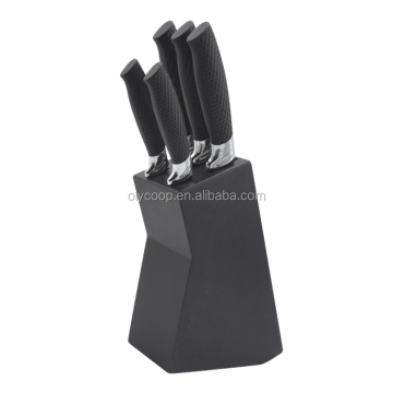 Logo Kustom 5pcs Black Knife Set dengan Blok