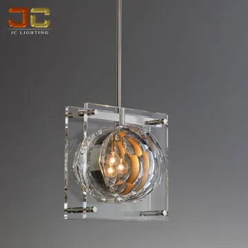 Luxury Gold Pendant Light for Kitchen Island with Crystal Glass Chandelier