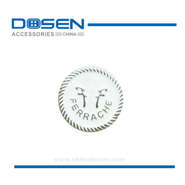 Shiny Silver Emboss Logo Rope Rim Christmas Element Metal Shank Button Metal Jeans Button for Clothing Garment Overcoat Blazers
