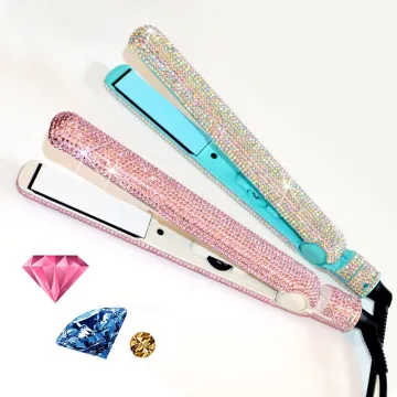 Ceramic Temperature Display Nano Titanium Hair Straightener with Bling Diamonds