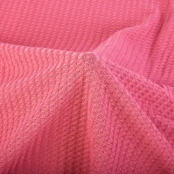 Spandex Double Brush Poly Knitting Waffle Fabric Supplier for Garments