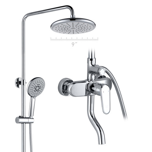 2021 press diverter 3 function mixer bathroom push button shower faucet set brass