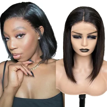 Factory Wholesale Peruvian Bob Wigs, 4x4 Short Bob Closure Wig, Human Hair Short Bob Wig For Black Women