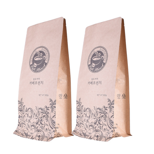 Bolsa de café biodegradable de fondo plano abonable de papel Kraft