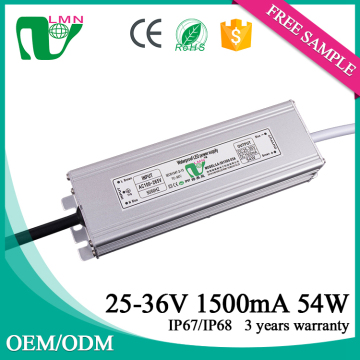 36V 1500ma waterproof constant current led driver