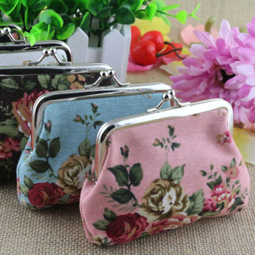 2015 new style 4 inches fashion cute Ms rose canvas buckles zero wallet