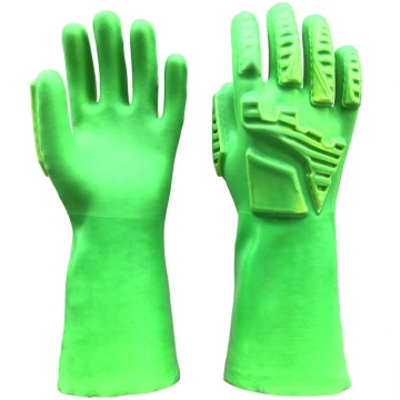 緑の蛍光100％綿の耐衝撃性手袋