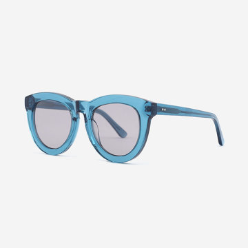 Vintage light round Acetate Women Sunglasses