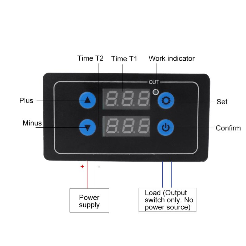 1PC 0.1s - 999h Countdown Timer Programmable Cycle Control Module Time Dalay Relay 5V/12V/220V Optional Voltage