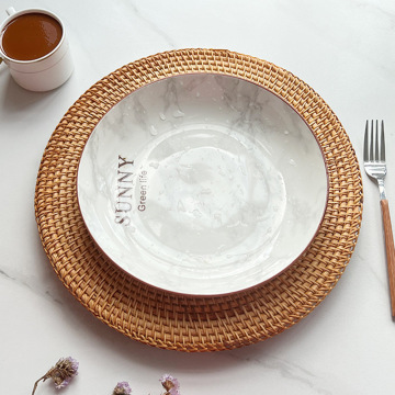 2025 Brown Rattan Charger Plates Hand Woven Wicker Straw Placemats Coaster 33cm Handmade Braided Table Round Placemat
