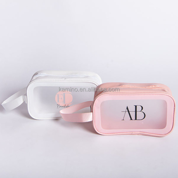Borsa cosmetica da donna rosa personalizzata: borsa per trucco in PVC carino e impermeabile per viaggi professionali