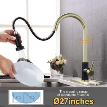 Faucet dapur stainless hitam dan keran mixer emas