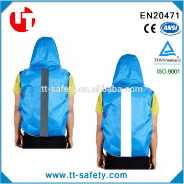 high visibility reflective bagpack with attached hood for safety protection and rainproof
