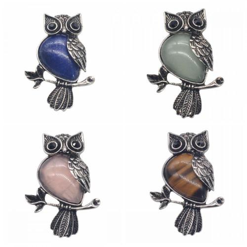 Natural Lapis Lazuli Alloy Owl Gemstone Pendant fow Women Jewelry Necklace