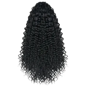 African female wig Braided Clip In Bouncy Black Wave Wig Holder Drawstring Afro Long Extensions Synthetic Curly Hair Ponytails