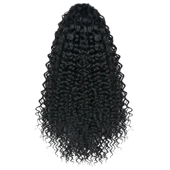 African female wig Braided Clip In Bouncy Black Wave Wig Holder Drawstring Afro Long Extensions Synthetic Curly Hair Ponytails