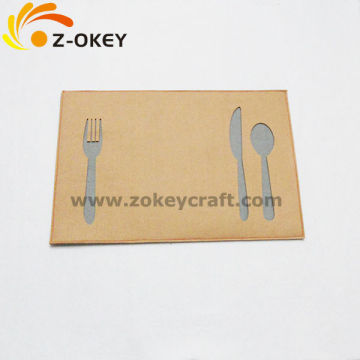 Newest style felt drink coaster colour felt Forks and knives design laser cutting felt coaster