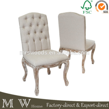 french vintage button tufted linen dining chair, beige linen chair, beige linen dining chair