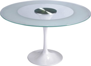 popular round glass top aluminum base dining table