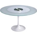 popular round glass top aluminum base dining table