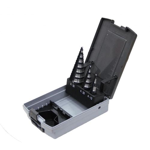 3pcs plastic box straight flute step drill