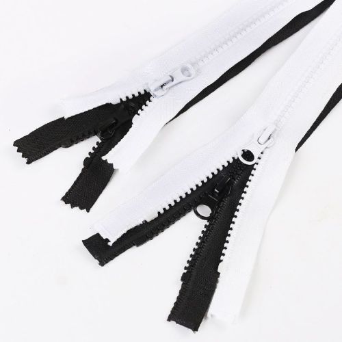 White or black plastic zippers for coat