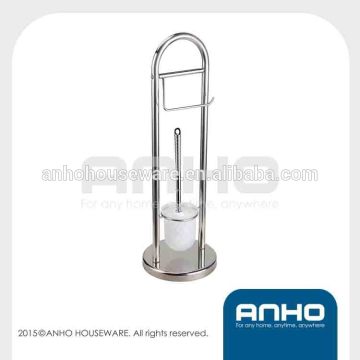 Stainless steel toilet brush and paper roll holder