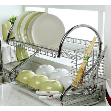 Double-layer stainless steel dish drain rack