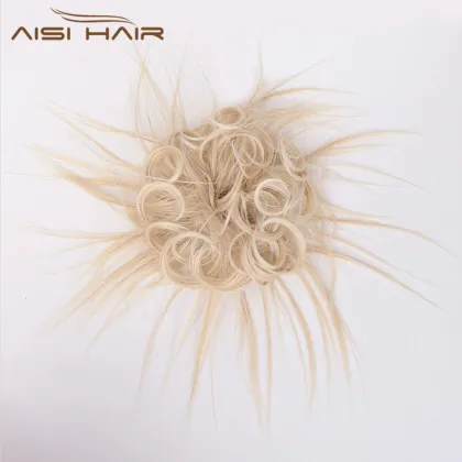 Aisi Hair Cheap Multi Color Curly Chignon Bun Pad Chignon Elastic Band Ribbon Ponytail Rope Rubber Hairpiece Extension For Women