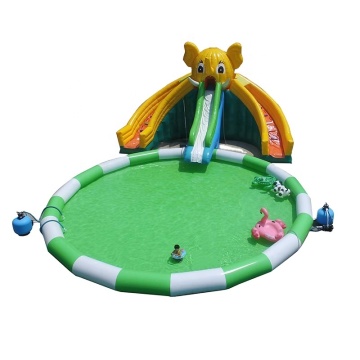 Custom-Size PVC Inflatable Elephant Water Slide with Swimming Pool for Outdoor Large Water Parks