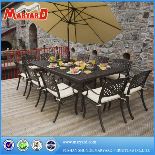 Aluminum furniture 11pcs cast aluminum table and chairs