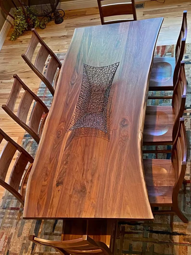 Solid Walnut Wood Restaurant Dining Tables PU Lacquer