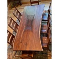 Solid Walnut Wood Restaurant Dining Tables PU Lacquer