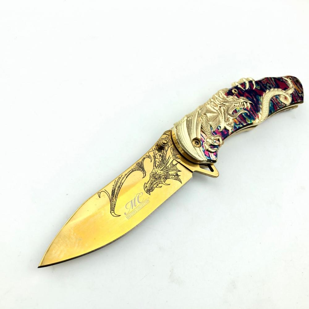 Embossed Pterosaur Semi Automatic Folding Knife