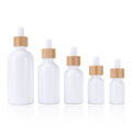 White Porcelain Essential Oil Bottle with Bamboo Dropper