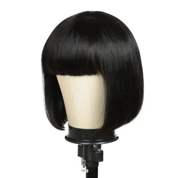 Brazilian Straight Bob Wig Human Hair Straight 12A Double Drawn Machine Short Bob Wig for Black Women Natural Color