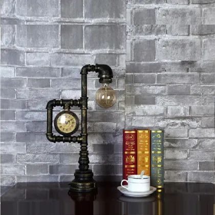 Retro Industrial Water Pipe Brass Desk Lamp