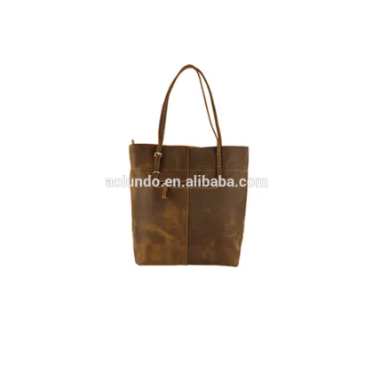 Factory wholesale women crazy horse genuine leather tote bag