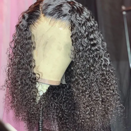 High quality brazilian glueless transparent hd 13x6 frontal human hair curly 360 full lace front wigs