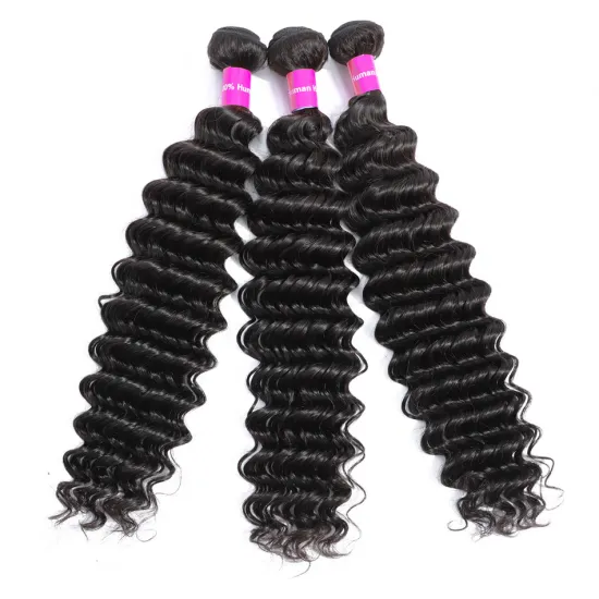 Tuneful Hair 100%  Natural Braid Human Brazilian Raw Customized Style Wave Double Weight Material Virgin hair deep wave 3 bundle