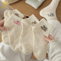 Teddy Bear Dot Yarn Short Socks 통기성 보트 양말의 한국어 버전