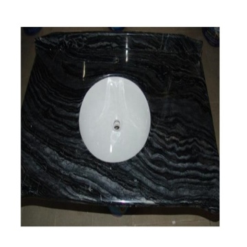 Antico Black Wood Marble Vanity Tops with Porcelain Sinks