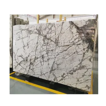 Natural Côte d'Azur Marble Slab: White Marble with Grey Veins