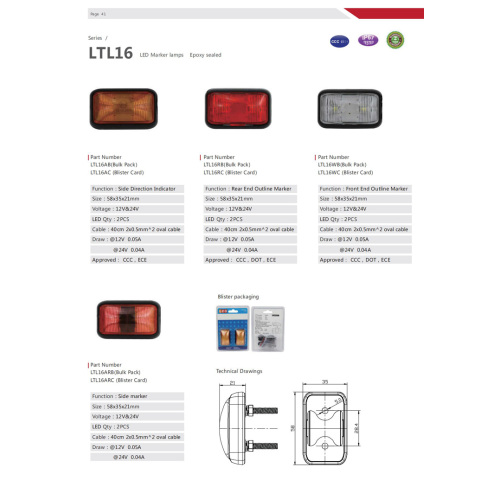ટ્રક બસ ટ્રેઇલરટ્રક માટે વોટરપ્રૂફ ચેતવણી ટ્રેલર સાઇડ માર્કર લાઇટ્સ એમ્બર ક્લિયરન્સ