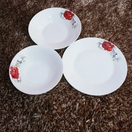 Round Shape Red Flower Porcelain Plate Tableware