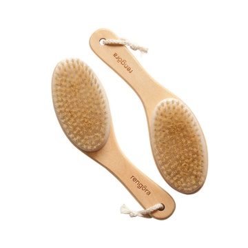 Custom Logo Wholesale Dry Brushing Body Brush with Wood Handle for Lymphatic Drainage and Exfoliation