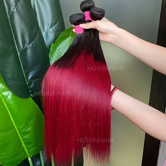 100% Raw Human Hair Bundles - Wholesale Prices for 1B Burgundy Straight Hair
