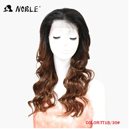 Noble long synthetic hair wig for black women Ombre colored high temperature finber hair Lace frontal wig synthetic hair wig